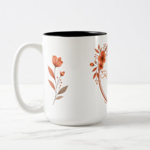 Terrakotta-Blumenpaar-Geschenktasse mit individuel Zweifarbige Tasse