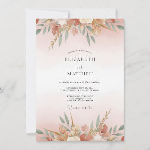 Terrakotta-Blush-Eukalyptus-Hochzeit Einladung
