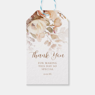 Terrakotta-Blush-Pink-Blumen-Dankeschön Geschenkanhänger