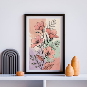Terrakotta-Blüten-Garten Poster