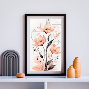 Terrakotta-Blüten-Geometrie IV  Poster