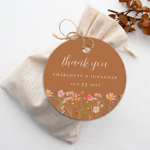 Terrakotta Boho Blumen Herbst Hochzeit Danke Geschenkanhänger