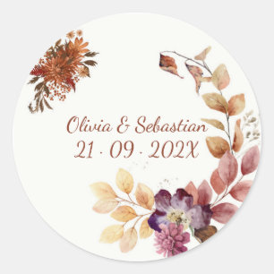 Terrakotta-Boho-Blumen-Herbst-Rustikal-Elegant Runder Aufkleber
