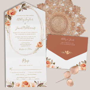 Terrakotta-Boho-Blumen-Herbsthochzeit mit RSVP All In One Einladung