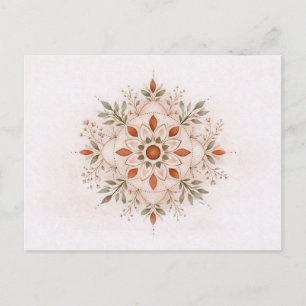 Terrakotta-Boho-Botanik-Mandala-Aquarell Postkarte