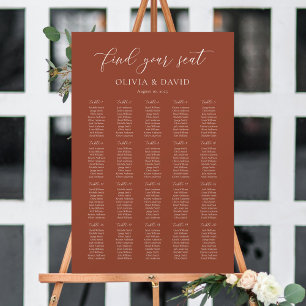 Terrakotta Boho Elegant 20 Personen Sitzplan Tisch Poster