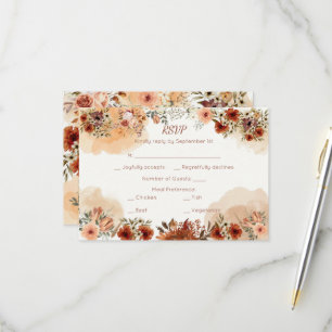 Terrakotta Boho Floral Herbst Rustikal Elegant RSVP Karte