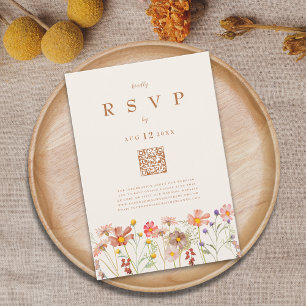 Terrakotta Boho Herbst Blumen Mahlzeiten Optionen RSVP Karte