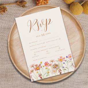 Terrakotta Boho Herbst Blumen Mahlzeiten Optionen RSVP Karte
