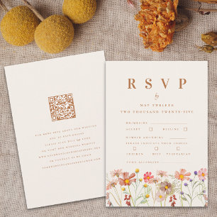Terrakotta Boho Herbst Blumen Mahlzeiten Optionen RSVP Karte