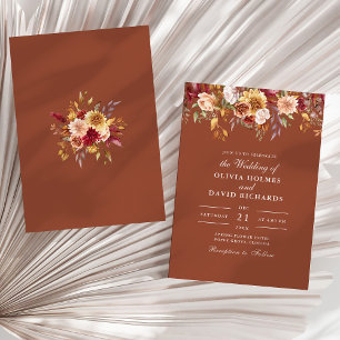 Terrakotta Boho Herbst Hochzeitseinladung Elegant Einladung