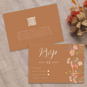 Terrakotta Boho Herbst Wildblumen Blumenhochzeit RSVP Karte