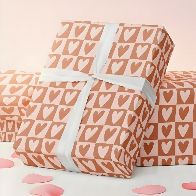 Terrakotta-Boho-Herzen Valentinsgeschenk Geschenkpapier (Von Creator hochgeladen)