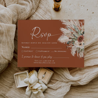 Terrakotta-Boho-Hochzeitsantwort-RSVP-Karte  RSVP Karte