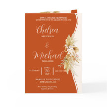 Terrakotta-Boho-Hochzeitseinladung mit Elfenbein-P