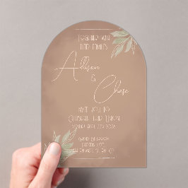 Terrakotta-Boho-Hochzeitseinladung mit minimalisti Acryleinladungen