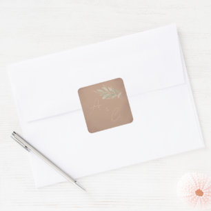 Terrakotta-Boho-Minimalist-Hochzeit Quadratischer Aufkleber