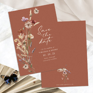 Terrakotta-Boho-Save-The-Date-Flachkarte Save The Date
