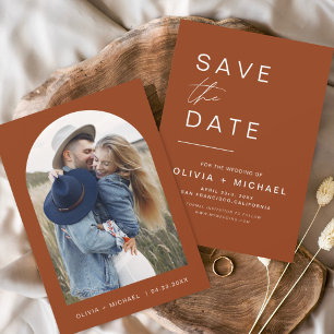 Terrakotta Boho Save-the-Date-Foto Minimalist Save The Date