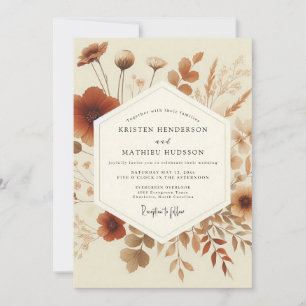 Terrakotta-Boho-Wiese Hochzeit Einladung