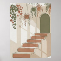 Terrakotta-Boho-Wüsten-Treppe und hängende Pflanze