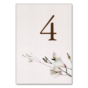Terrakotta Botanische Boho Magnolie Hochzeit Tischnummer