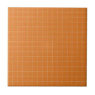 Terrakotta-Brandorange und blassgelb kariert  Fliese
