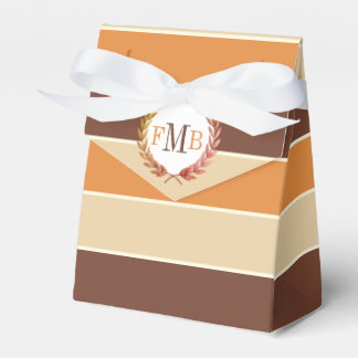 Terrakotta braun beige Streifen, Initialen Hochzei Geschenkschachtel