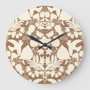 Terrakotta-Braun-Folk-Art-Otomi-Symmetrisches-Must Große Wanduhr