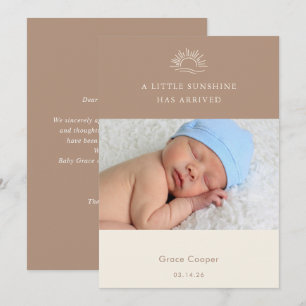 Terrakotta-Braune Boho-Foto-Baby-Ankündigungskarte Einladung