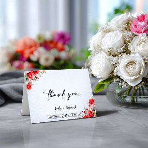 Terrakotta-Burgunder-Rot-Hochzeitsflorales Dankeskarte