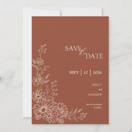 Terrakotta Chic Botanische Daisy Hochzeit Save The Date