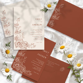 Terrakotta Chic Botanischer Daisy-Garten Hochzeit Einladung