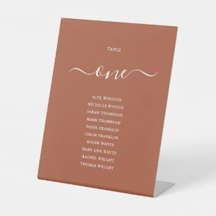 Terrakotta-Chic-Script-Tischnummer-Sitzplan Sockelschild