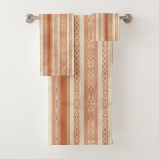 Terrakotta Creme Modern Minimalist Streifen Boho Badhandtuch Set
