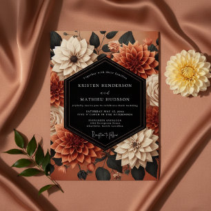 Terrakotta-Dahlie Herbstromanze Hochzeit Einladung