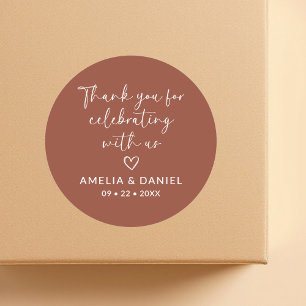 Terrakotta-Dankeschön Für Das Feiern Mit Uns Runder Aufkleber