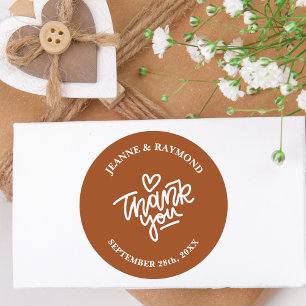 Terrakotta Dankeschön Hochzeitsgeschenk Runder Aufkleber