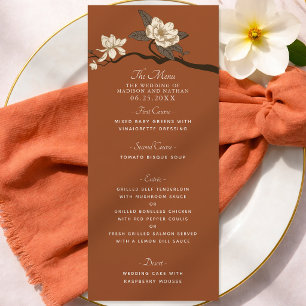 Terrakotta Elegante Vintage Magnolie Hochzeit Menükarte