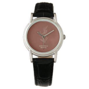 Terrakotta Elfenbein Beige Efeu Blumen Trends Hoch Armbanduhr