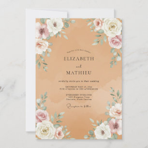 Terrakotta-Erde Vintage-Hochzeit Einladung