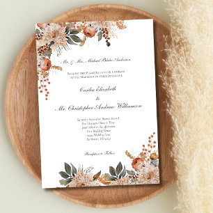 Terrakotta-Erdfarben Florale Botanische Hochzeit Einladung