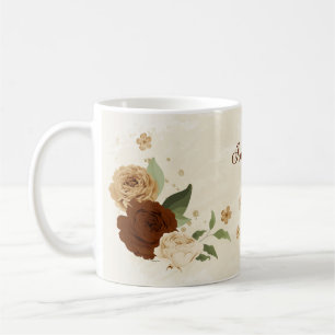 Terrakotta-Erdfarbton-Blumenmuster  Kaffeetasse