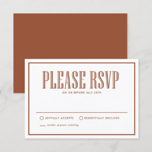 Terrakotta-Essen, Trinken und Hochzeit feiern RSVP Karte
