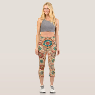 Terrakotta Ethnisches Mandala Ornamental Boho Graf Capri Leggings