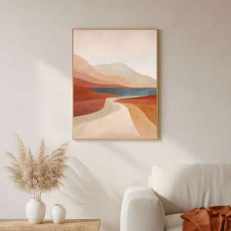 Terrakotta-Fluss-Abstrakt-Wandkunst für das Wohnzi Poster