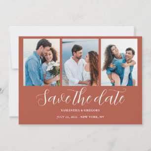 Terrakotta-Foto-Collage flache Save-The-Date-Karte Save The Date