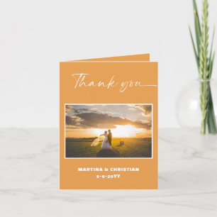 Terrakotta-Foto Hochzeit gefaltet Dankeskarte