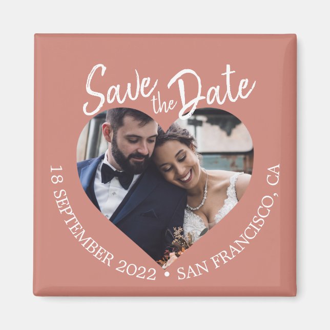 Terrakotta Foto Moderne Schrift Save-the-Date-Kart Magnet (Vorne)