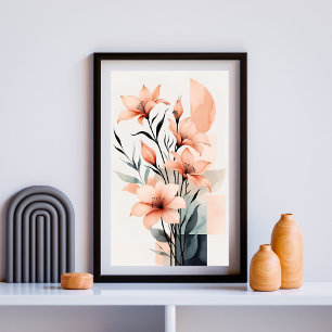 Terrakotta-Gartenharmonie III – Moderne Blumenwand Poster